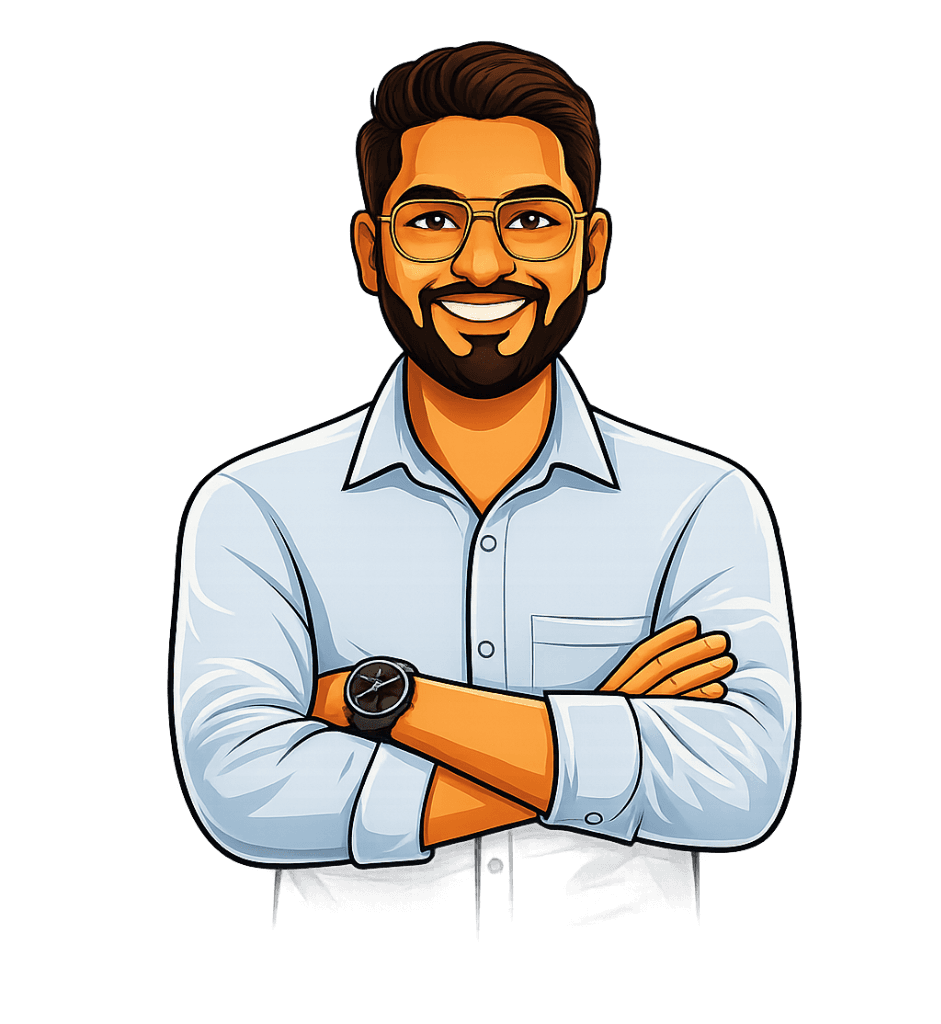 Bharosa Bhai with arms crossed confidently